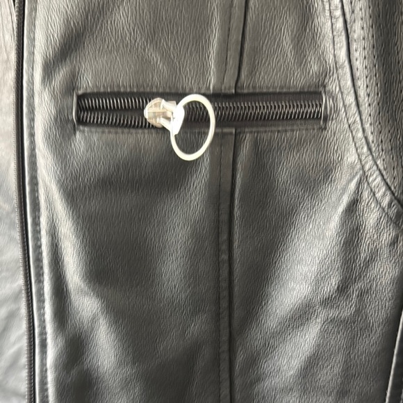 Black Wilson’s Leather Moto Jacket with White Stripes - Picture 4 of 7